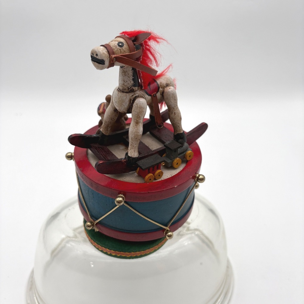 Vintage 1979 Enesco Christmas‎ Wooden Rocking Horse Drum Music Box Taiwan works